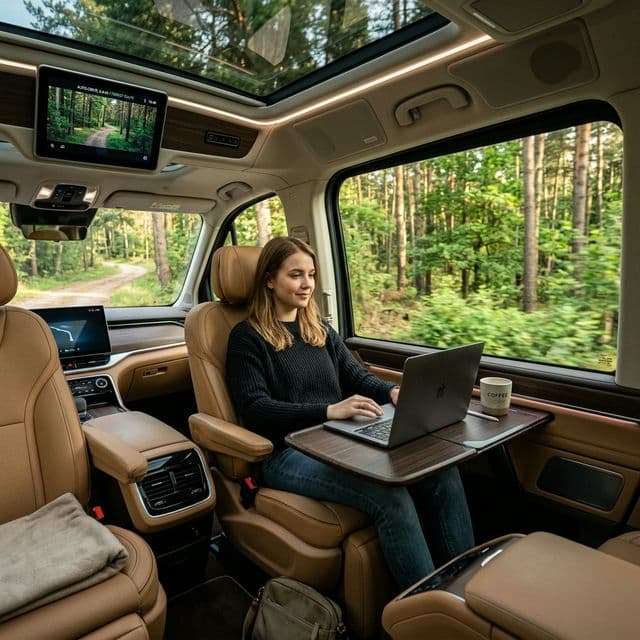 Commuting peacefully inside an AV in a forest