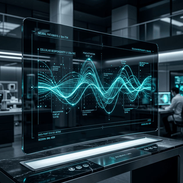 Sophisticated data visualization hovering on dark glass