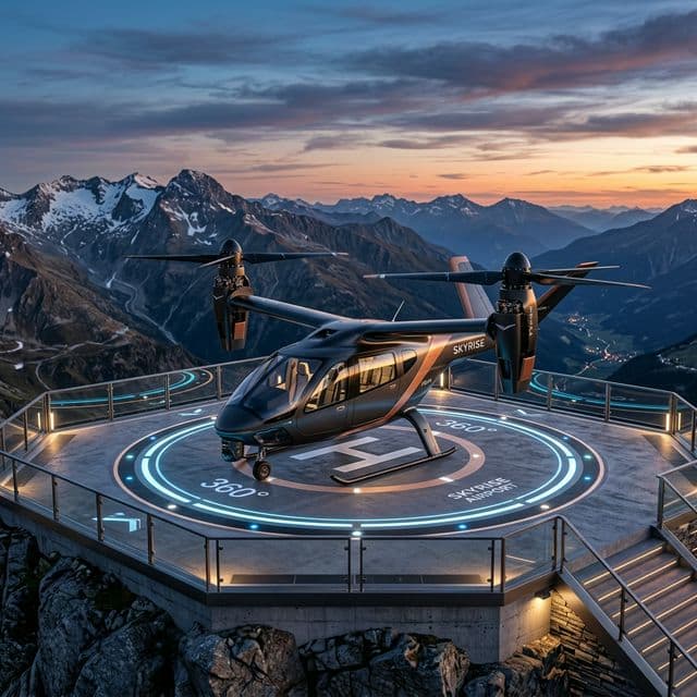 eVTOL on mountain helipad