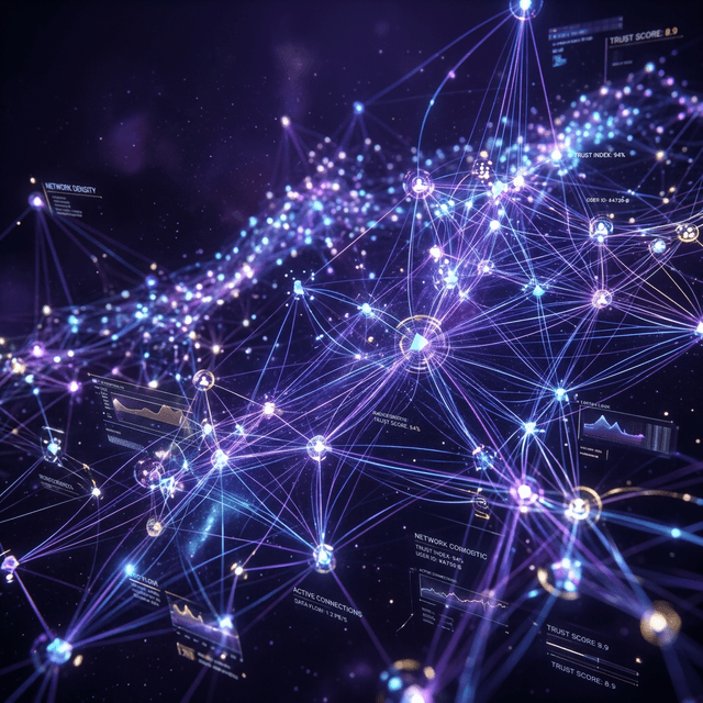 Glowing interconnected network representing the Handraise product