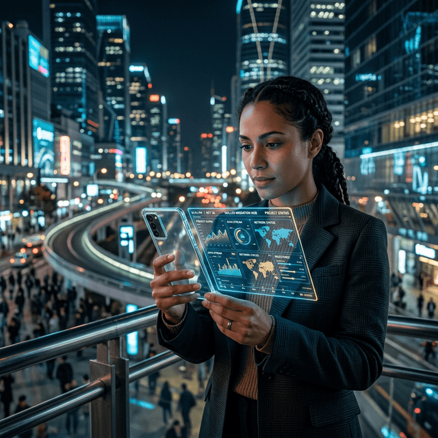 Skilled immigrant using the transparent holographic CivicPath app