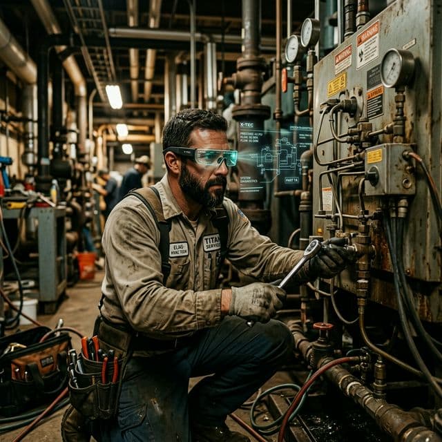 Blue-collar worker using AR smart glasses to capture workflow telemetry