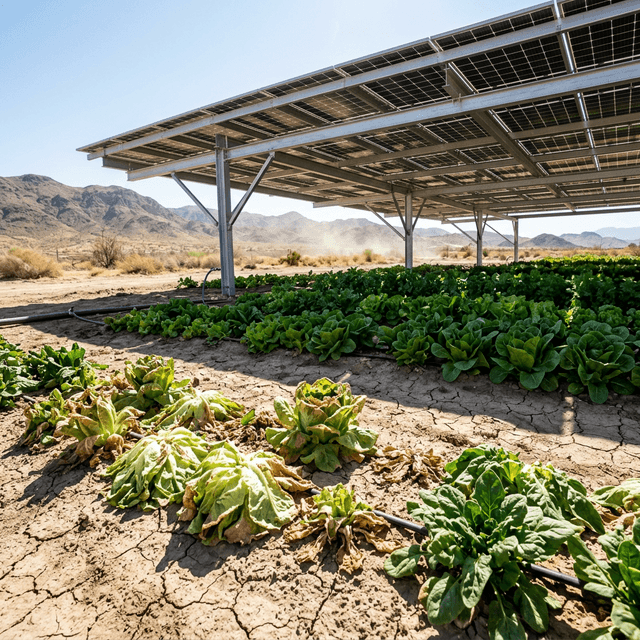 Fragile heat-stressed crops saved by cooling agrivoltaic panel shade