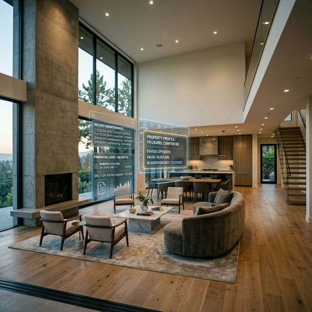 Holographic property graph floating around a home