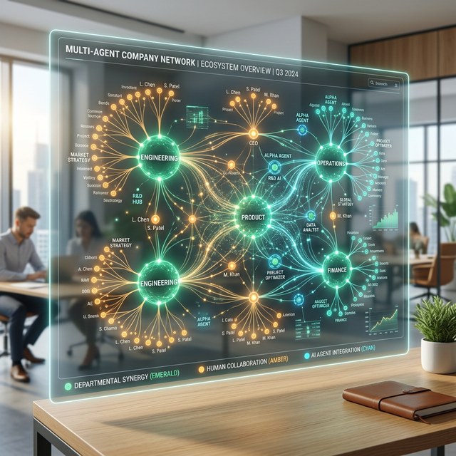 Conceptual data visualization of a multi-agent company network
